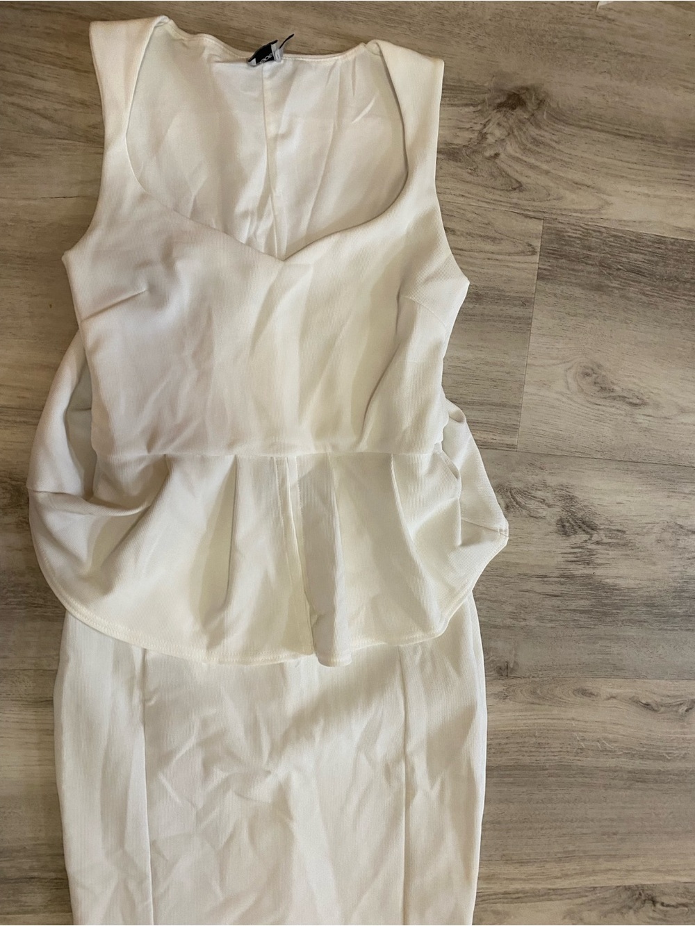 ASOS Sleeveless White Peplum Midi Dress - Picture 9 of 11
